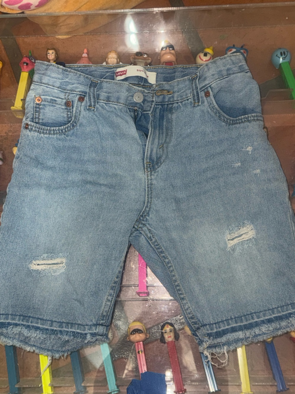 Levi's Light Blue Distressed Boyfriend Jeans Shorts
